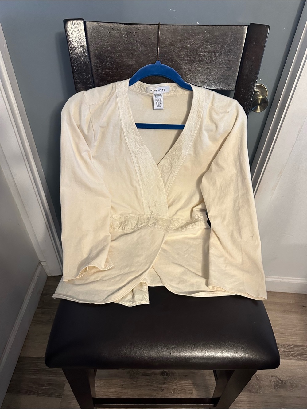 Nine West Cream Wrap Top M
